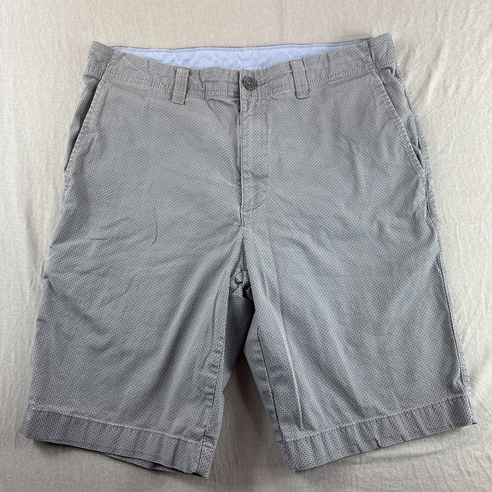 Rowm Shorts Mens 34 Gray Geometric Diamond Chino Preppy 10" Outdoors Stretch